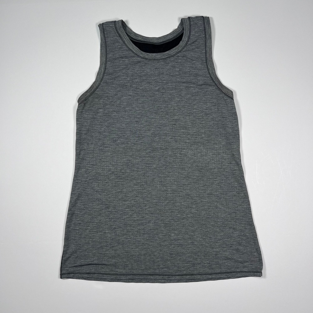 Lululemon Pushing Limits Muscle Tank Top Grey Heathered Cutout Back‎